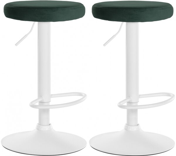 2x Barová židle Ponte - samet, bílý rám - Zelená