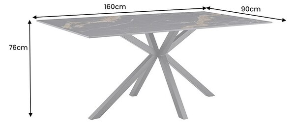 Keramický jídelní stůl Fabrico 160 cm černý / pískový