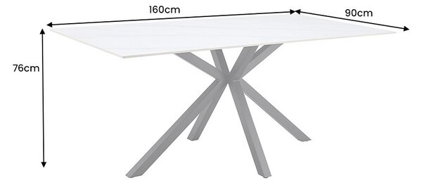 Keramický jídelní stůl Fabrico 160 cm bílý