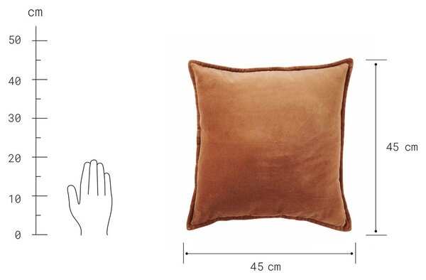 COTTON VELVET Polštář sametový 45 x 45 cm - sv. hnědá