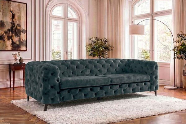 Designová sedačka Rococo 235 cm petrolejový samet