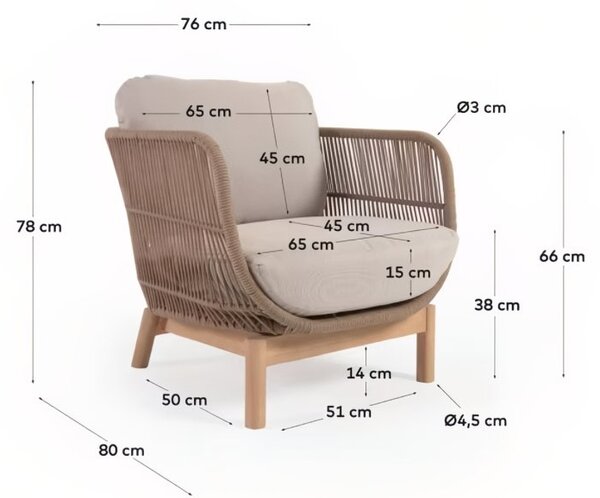 Béžové látkové zahradní křeslo Kave Home Catalina