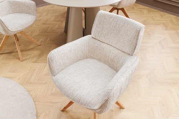 Designová otočná židle Parthenia béžová / dub