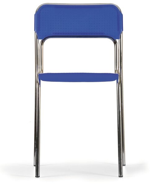 Plastová jídelní židle ASKA, modrá, chromované nohy