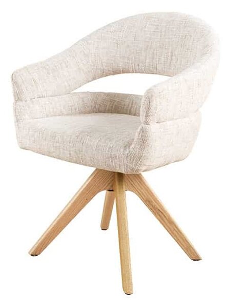 Designová otočná židle Yenibeth béžová / dub