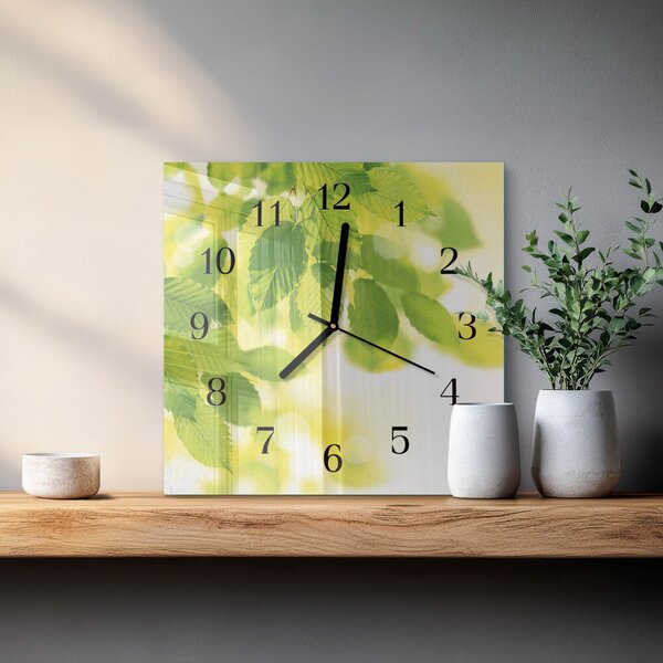 Skleněné hodiny na stěnu Listy zskc-30x30-00057821
