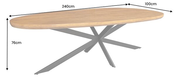 Oválný jídelní stůl Maalik Honey 240 cm hnědá akácie