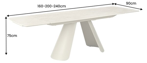 Rozkládací keramický jídelní stůl Belinda 160-240 cm béžový