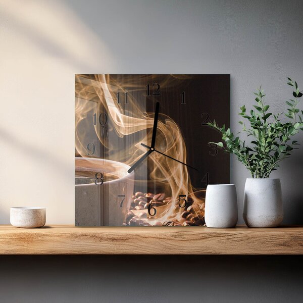 Skleněné hodiny na stěnu Šálek kávy zskc-30x30-00057833