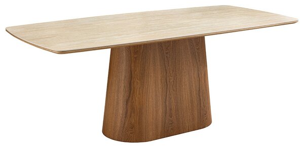 Designový keramický jídelní stůl Parthenia 200 cm travertin / dub