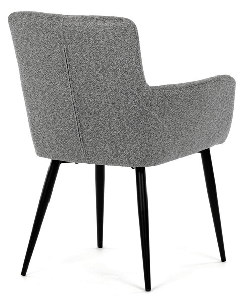 Jídelní židle KLAUDIE - stříbrná látka / černé kovové nohy