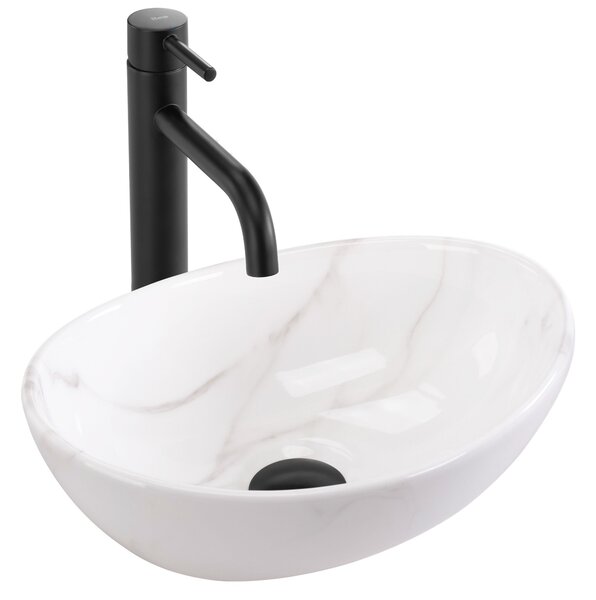 Rea Sofia Mini, umyvadlo na desku 355x270x125 mm, imitace kamene - bílá Cloudy, REA-U9236