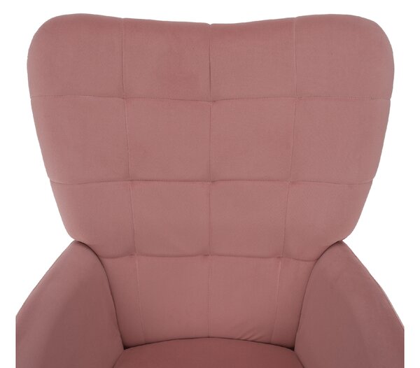 Relaxační křeslo ušák s podnožkou LUMEN - růžová Velvet látka