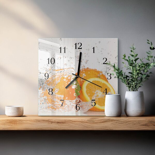 Skleněné hodiny na stěnu Pomeranče zskc-30x30-00057845