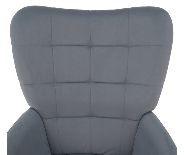 Relaxační křeslo ušák s podnožkou LUMEN - šedá Velvet látka