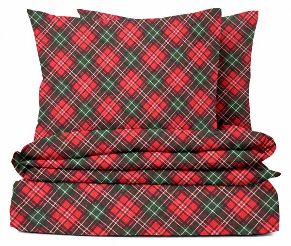 Ervi FLANELOVÉ bavlněné povlečení - Vánoční Tartan