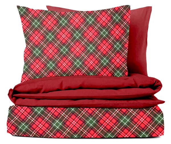 Ervi FLANELOVÉ bavlněné povlečení - Vánoční Tartan/červené