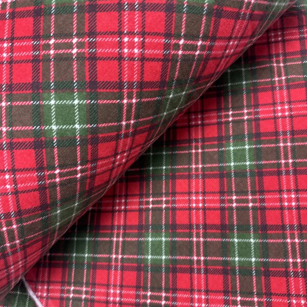 Ervi povlak na polštář FLANELOVÝ s lemem - Vánoční Tartan, různé rozměry