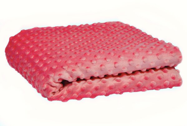 Látka minky puntík, 380 g/m², šíře 160 cm, metráž, koralová
