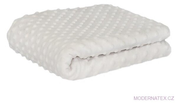 Látka minky puntík, 380 g/m², šíře 160 cm, metráž, bílá