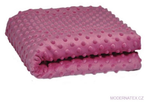 Látka minky puntík, 380 g/m², šíře 160 cm, metráž, světle fuchsiová