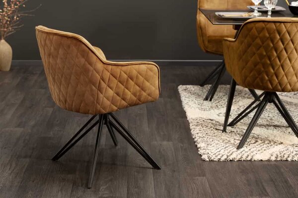 Designová židle Natasha tmavě hořčičný samet