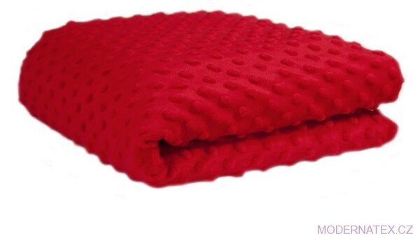 Látka minky puntík, 380 g/m², šíře 160 cm, metráž, červená