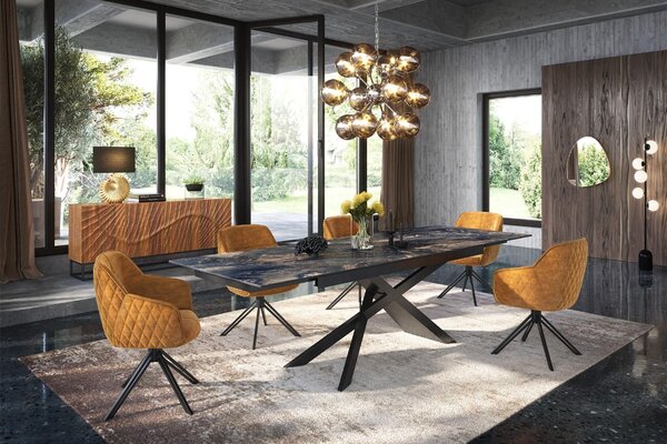 Designová židle Natasha tmavě hořčičný samet