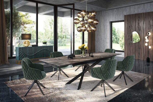 Designová židle Natasha tmavě zelený samet