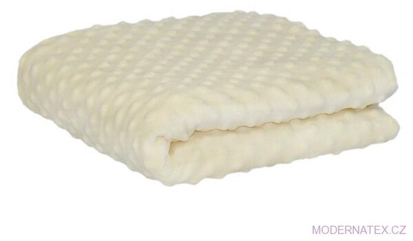 Látka minky puntík, 380 g/m², šíře 160 cm, metráž, ecru