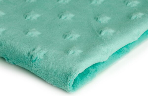 Látka minky hvězdy, 320 g/m², šíře 155 cm, metráž, mentolová