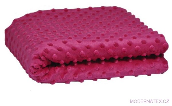 Látka minky puntík, 380 g/m², šíře 160 cm, metráž, tmavě fuchsiová