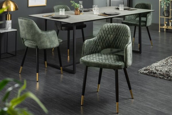 Designová židle Laney šedozelený samet