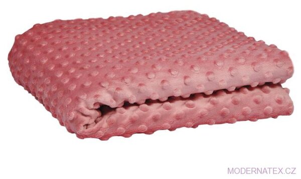 Látka minky puntík, 380 g/m², šíře 160 cm, metráž, starorůžová