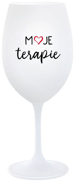 MOJE TERAPIE - bílá vtipná sklenička na víno 350 ml