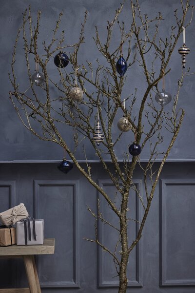 Lene Bjerre Skleněná ozdoba Stribille Blue - 13 cm LB142