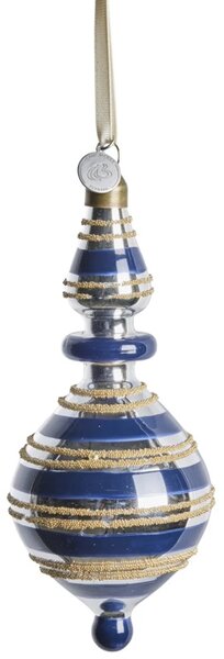 Lene Bjerre Skleněná ozdoba Stribille Blue - 16 cm LB141
