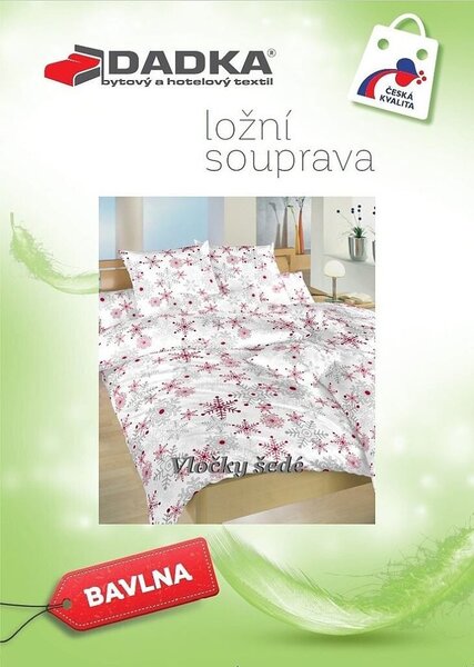 Krepové povlečení Vločky šedé 140x200, 70x90 cm