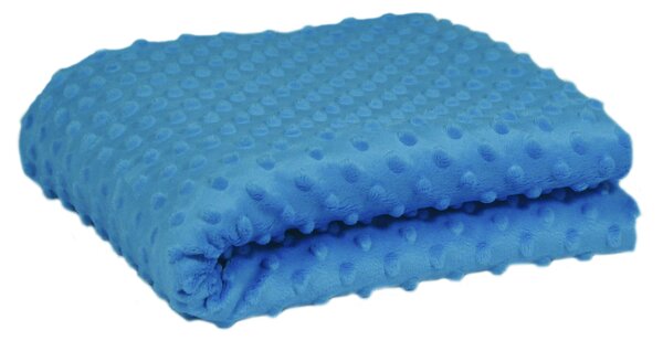 Látka minky puntík, 380 g/m², šíře 160 cm, metráž, tyrkysová