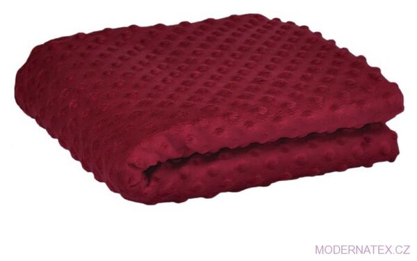Látka minky puntík, 380 g/m², šíře 160 cm, metráž, vínová