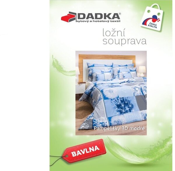 Bavlněné povlečení Pampelišky 3D modré 140x200, 70x90 cm