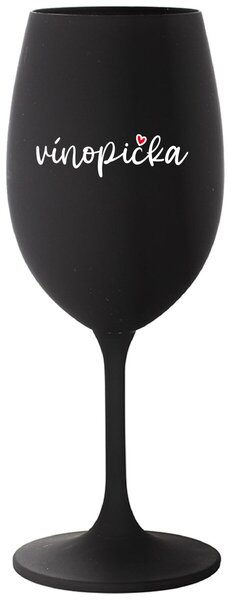 VÍNOPIČKA - černá sklenice na víno s potiskem 350 ml