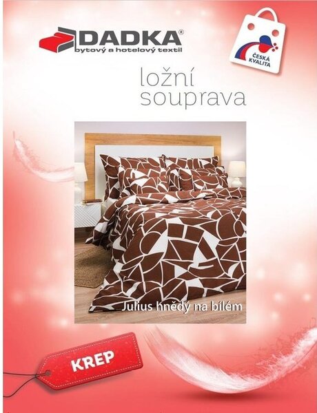 Krepové povlečení Julius hnědé na bílém podkladu 140x200, 70x90 cm