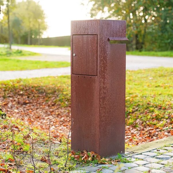Stojící cortenová poštovní schránka Linea