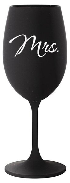 MRS. - černá sklenička na víno s potiskem 350 ml