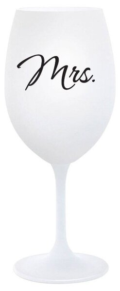 MRS. - bílá sklenička na víno s potiskem 350 ml