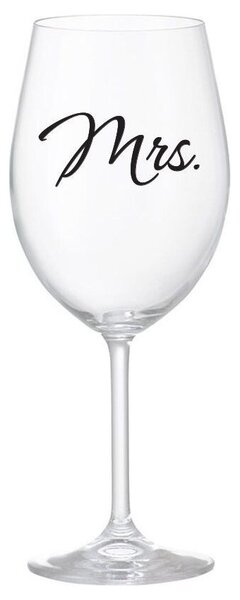 MRS. - čirá sklenička na víno s potiskem 350 ml