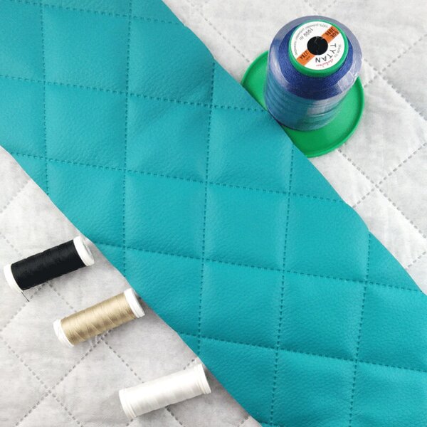 Ekokůže prošívaná ultrazvukem, barva tyrkysová, metráž