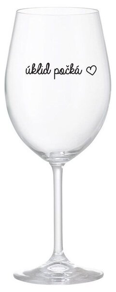 ÚKLID POČKÁ - čirá vtipná sklenice na víno 350 ml