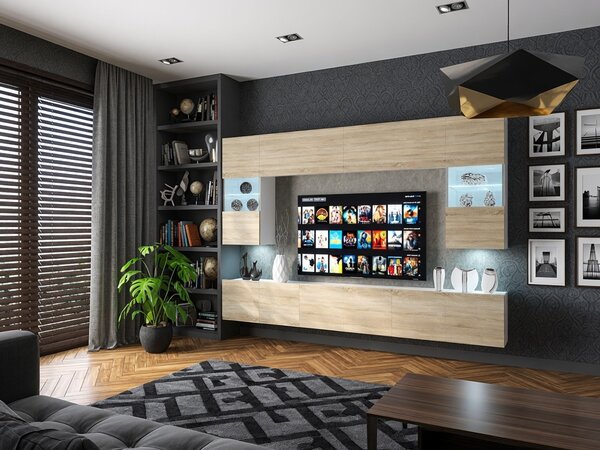 Obývací stěna 300 cm Belini dub sonoma Imperium 1